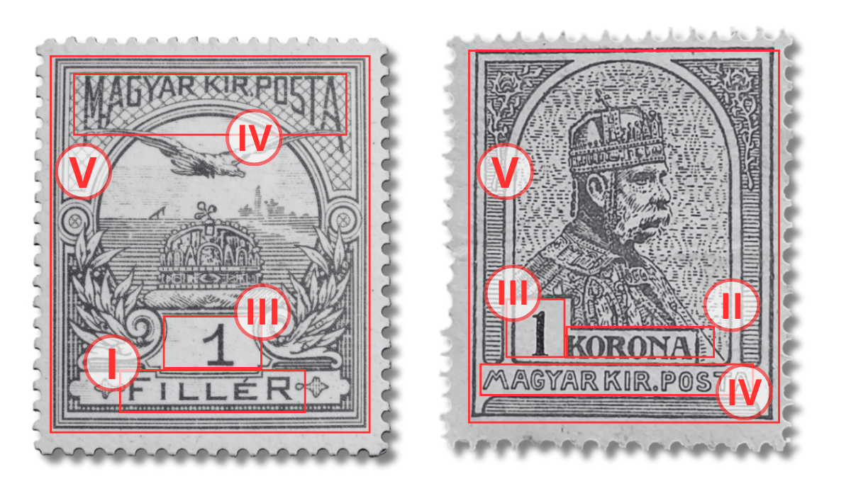 Turul hibamezők a bélyegen