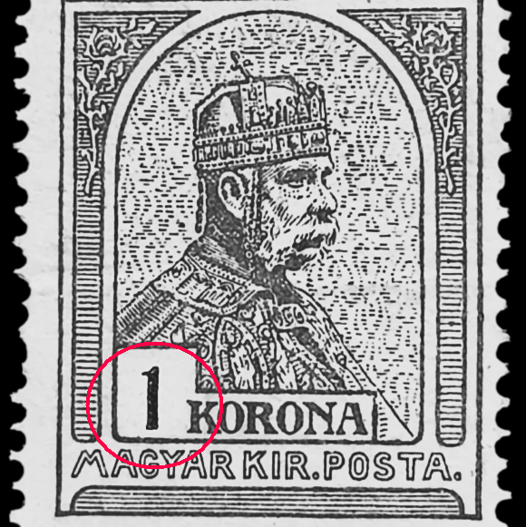 hibakód képe:"1"-es számjegy talpvonala hiányzik (Koronás)